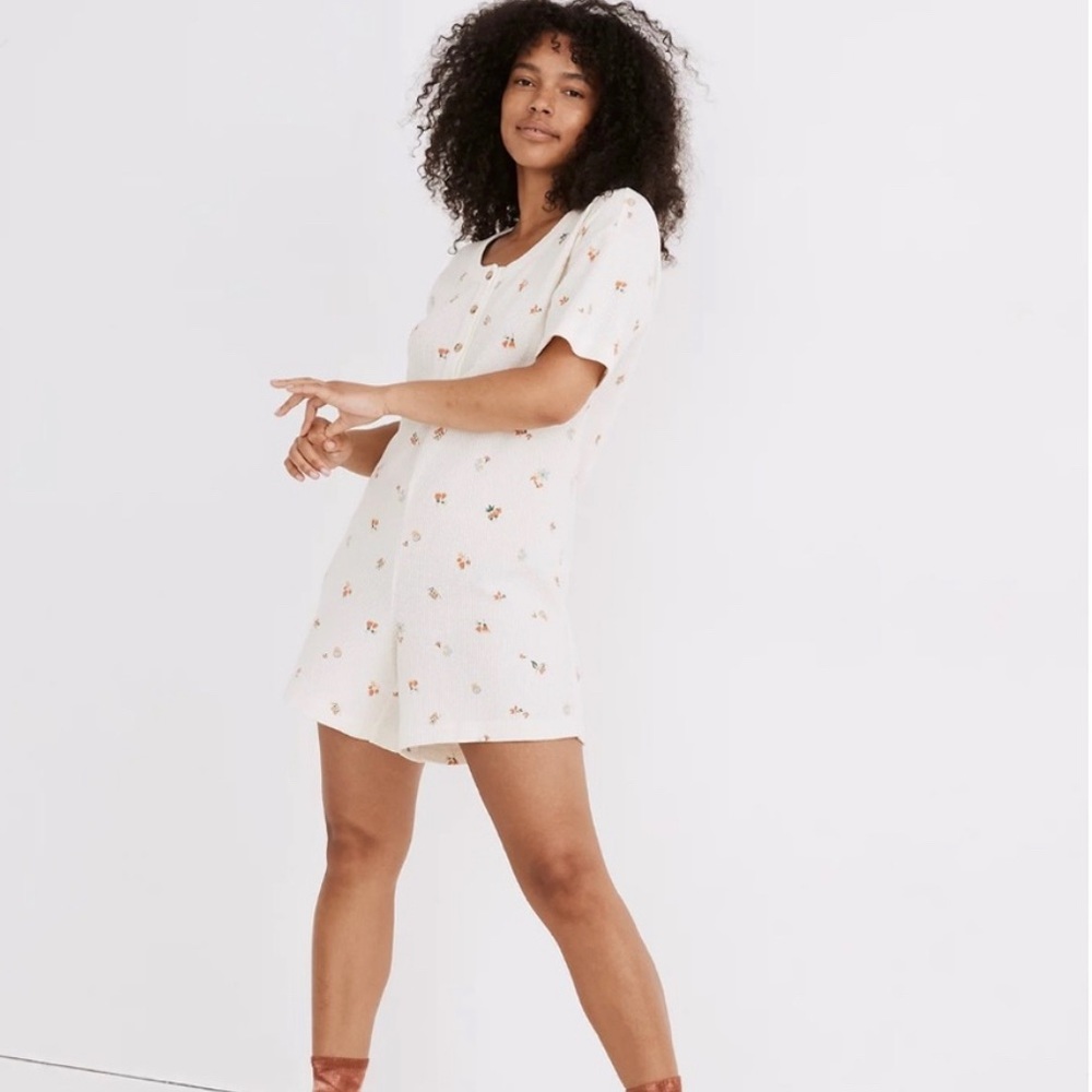 NWT Madewell Waffle Knit Henley Pajama Romper